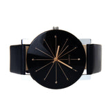 Men's Modern Minimalist Watch with Black Leather Band