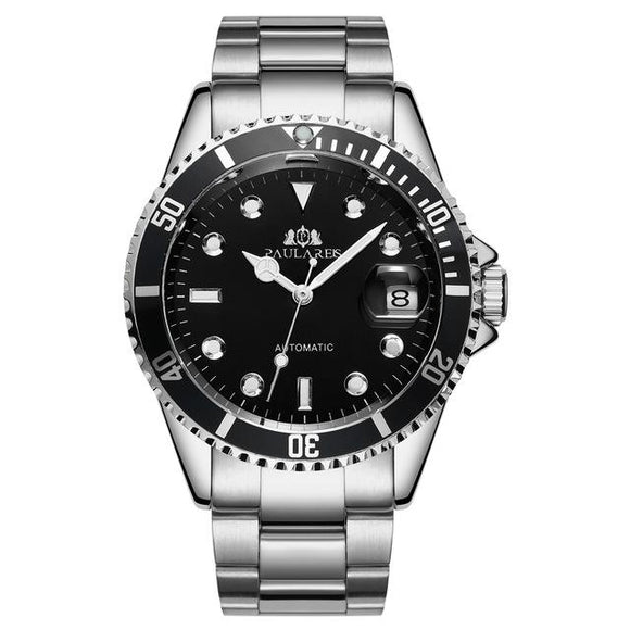 Men's Stainless Steel Submariner Style Watch - Dark Face
